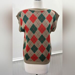 Argyle Patterned Sweater - Red and Green
